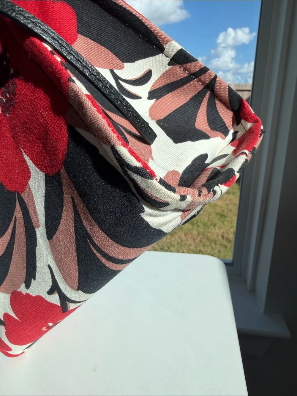 kate spade Black Handle Red Floral Canvas Tote